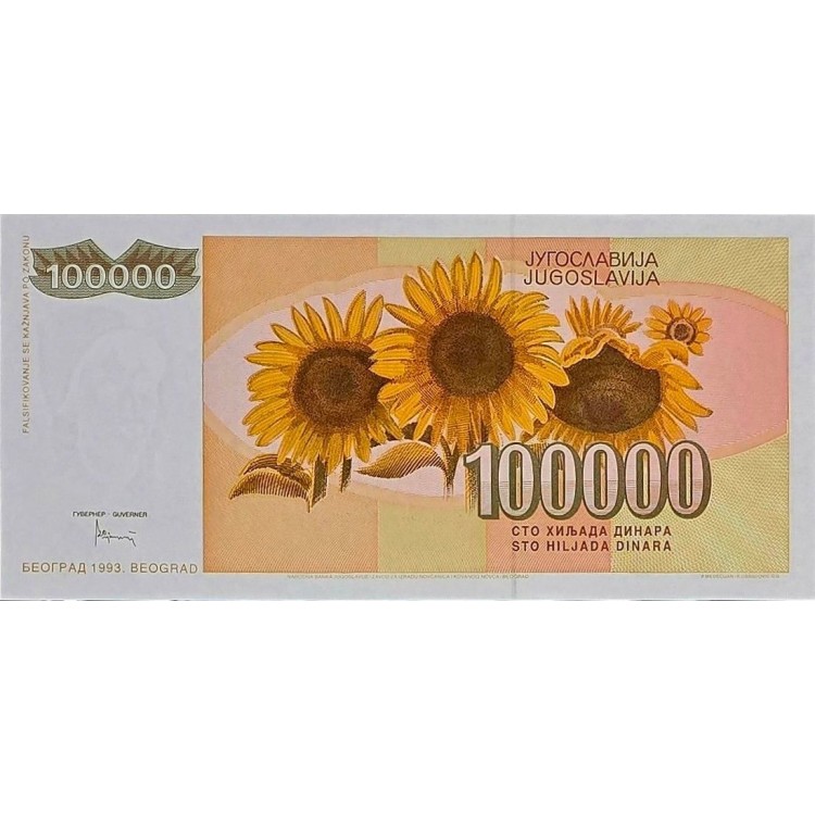 YUGOSLAVYA 100,000 DINARA  KONDİSYON 10/10